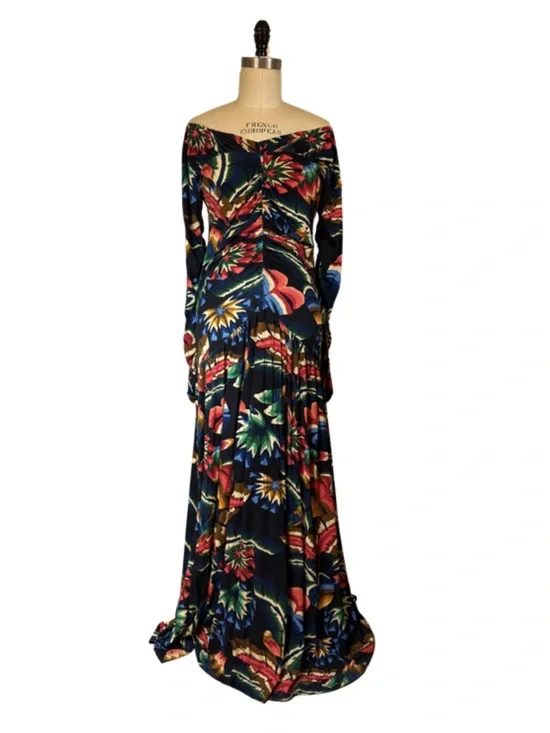 FARM Rio Navy & Multicolor Tropical Forest Print with Ruching - Picture 2 of 7